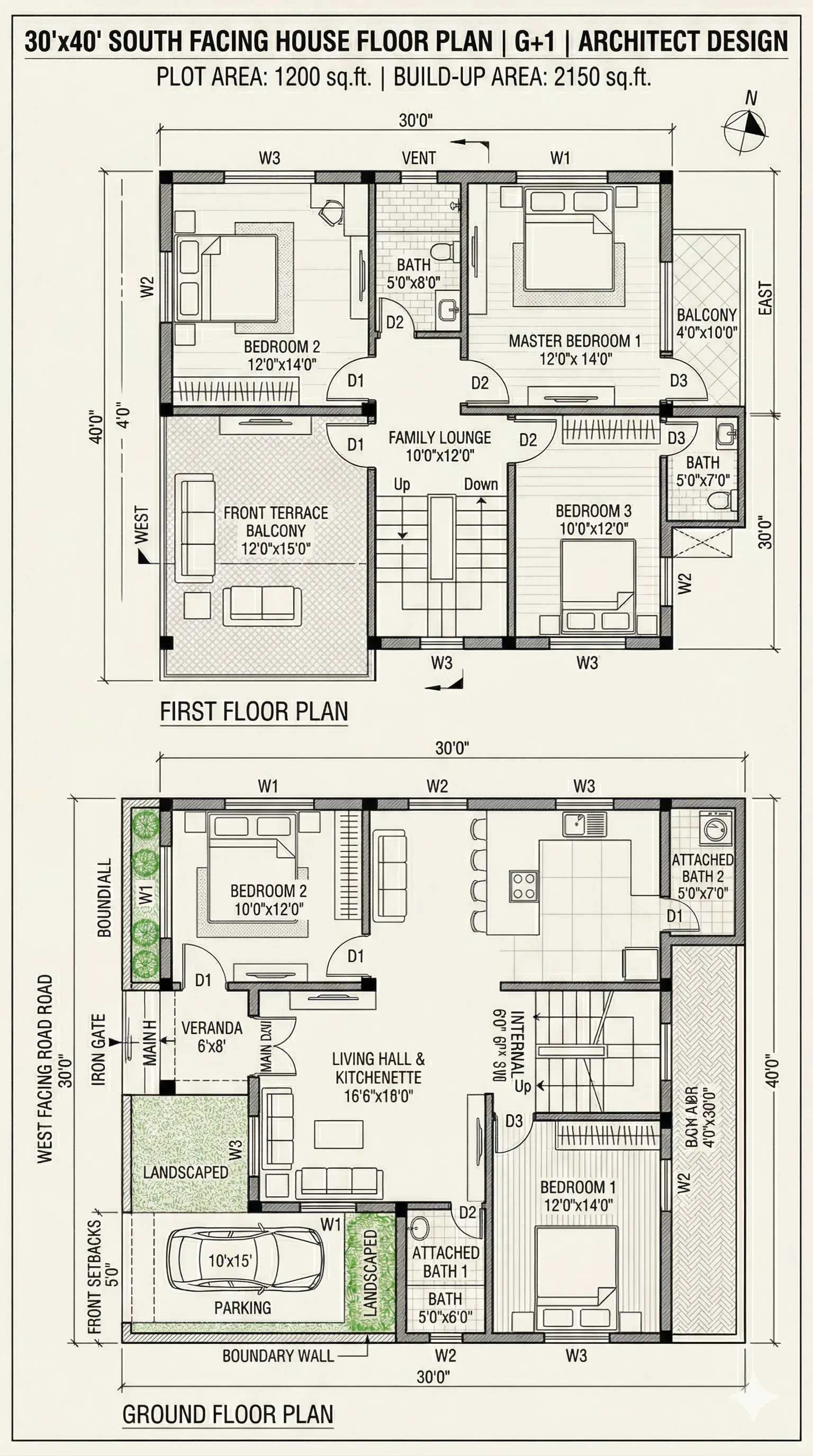 House floor plan at 1200 sqft