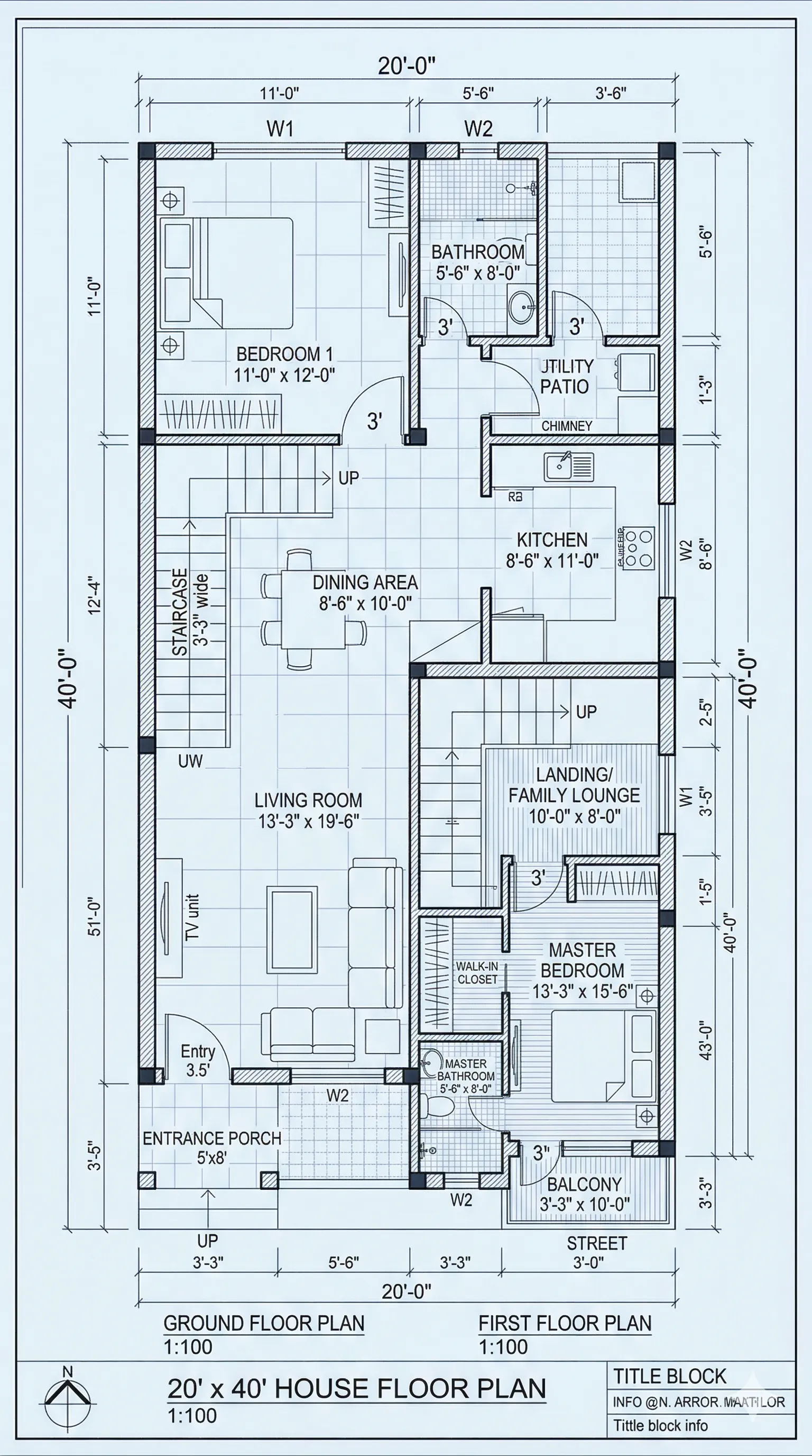 House floor plan at 800 sqft