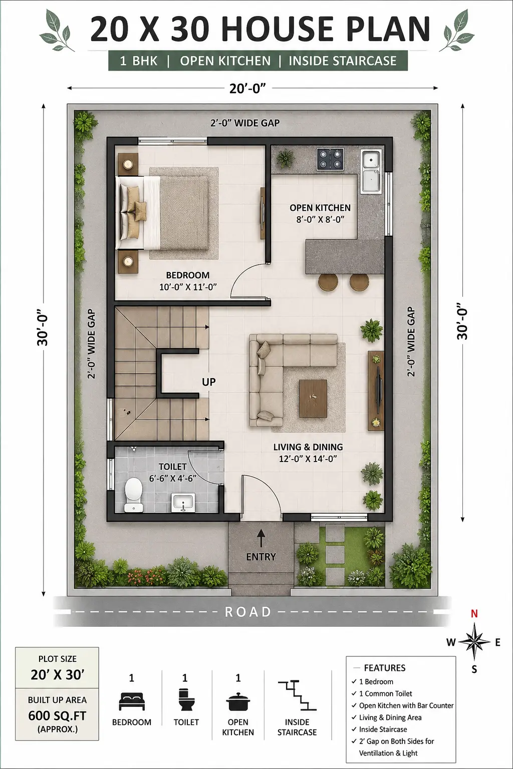 House floor plan @ 600sqft