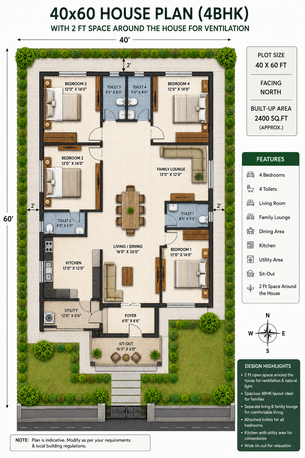 House floor plan @ 2400sqft