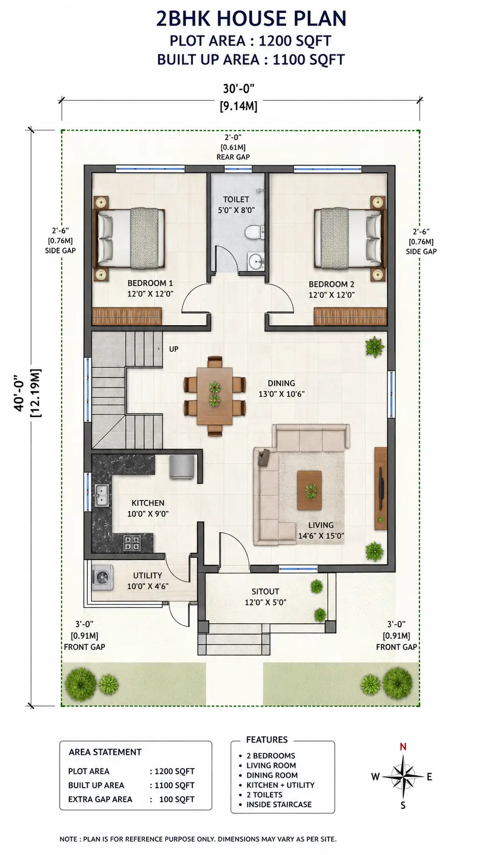 House floor plan @1200sqft